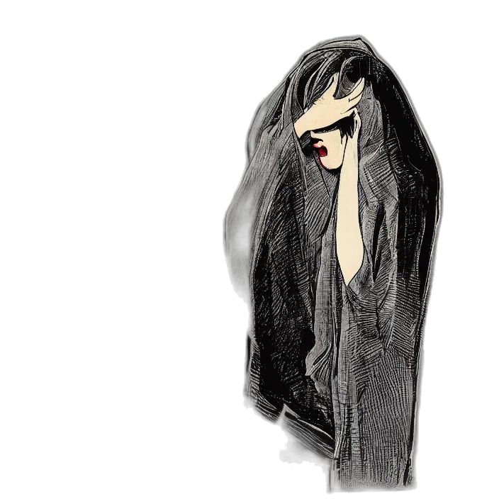 jacket, mask, dress, hair transparent PNG cut-out