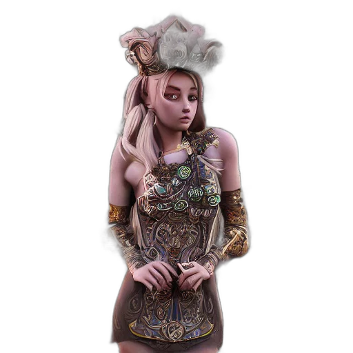 dress, mask, hat, jewelry, fantasy art, concept art, 3d render, photorealistic transparent PNG cut-out