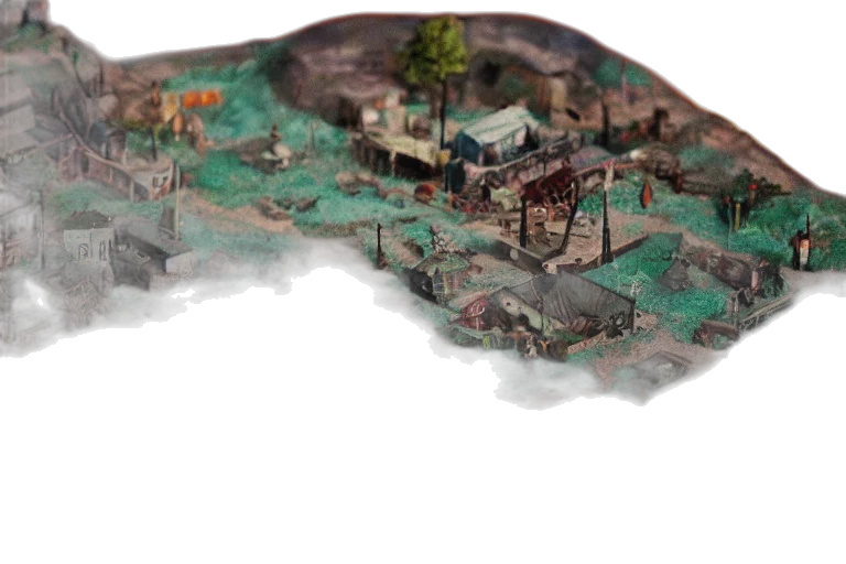3d render, concept art, fantasy art, forest, fog, city street, underwater, ulthar transparent PNG cut-out