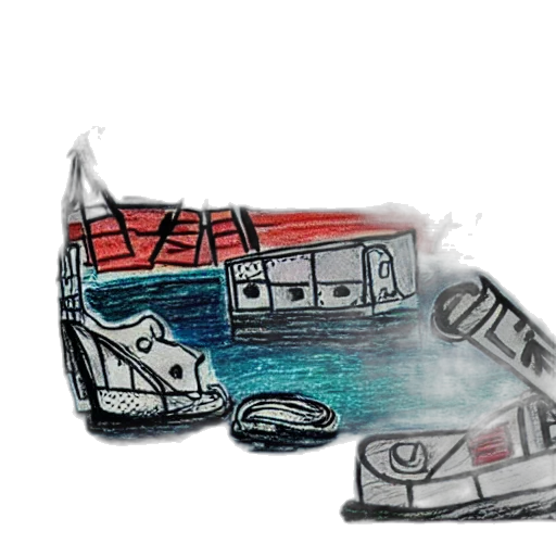 shoes, car, mask, concept art, watercolor, photorealistic, fantasy art, underwater transparent PNG cut-out