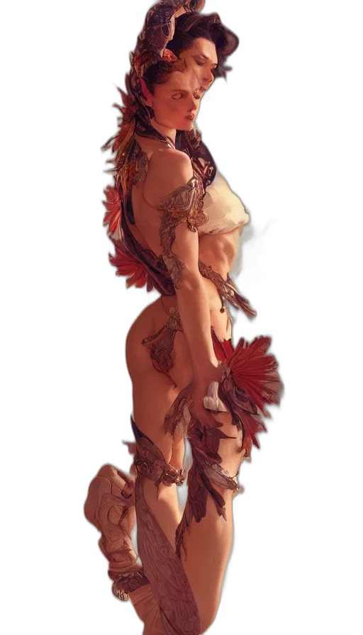 dress, creature, dragon, staff transparent PNG cut-out