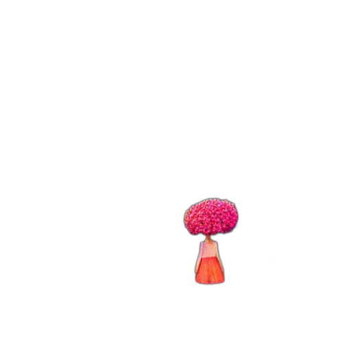 hat, flower, hair, umbrella, 3d render, pixel art, concept art, vaporwave transparent PNG cut-out