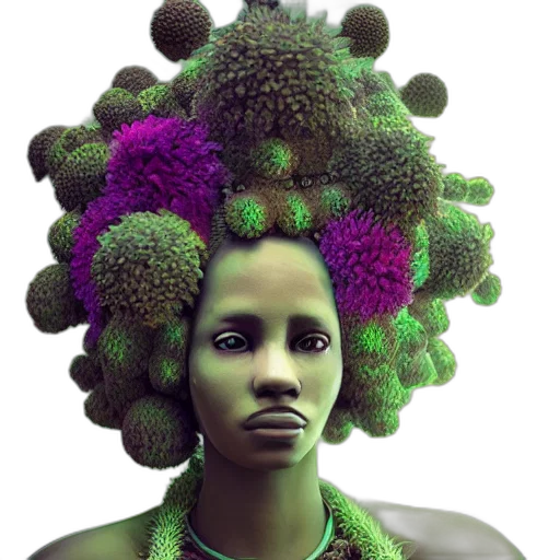 hair, crown, face, jewelry, photorealistic, 3d render, concept art, fantasy art transparent PNG cut-out