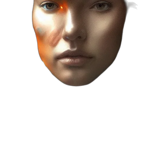 face, mask, robot, crown, photorealistic, 3d render, concept art, fantasy art transparent PNG cut-out