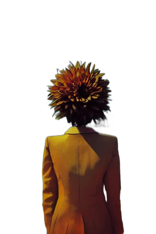 jacket, flower, crown, hair, concept art, photorealistic, 3d render, watercolor transparent PNG cut-out