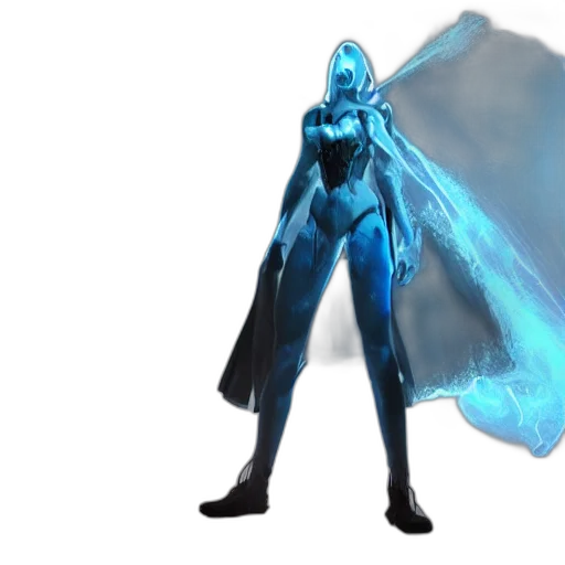 sword, robot, staff, concept art, 3d render, fantasy art, comic book art, blue transparent PNG cut-out