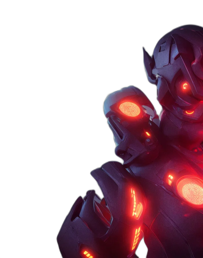 robot, mask, concept art, 3d render transparent PNG cut-out