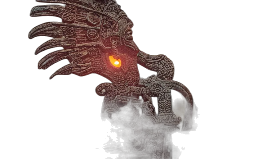 mask, dragon, robot, creature, concept art, fantasy art, 3d render, pixel art transparent PNG cut-out