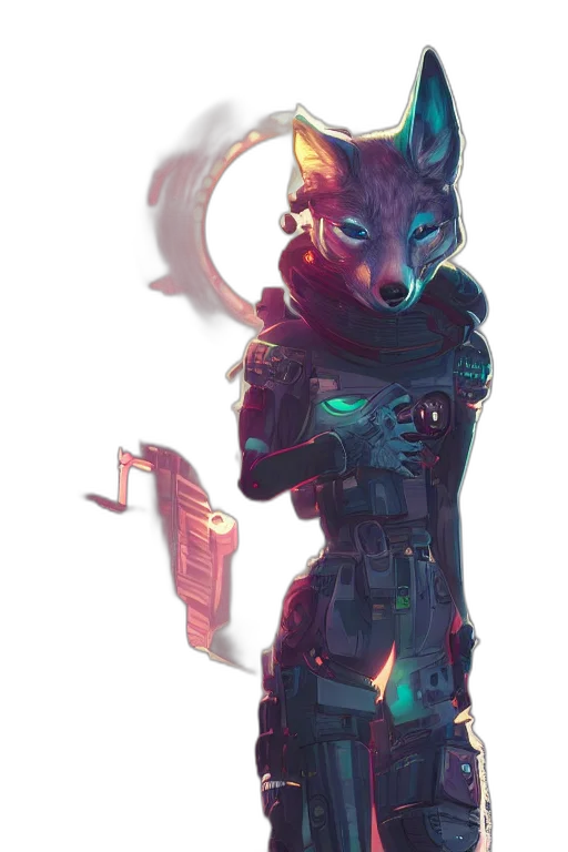 robot, staff, weapon, jacket transparent PNG cut-out