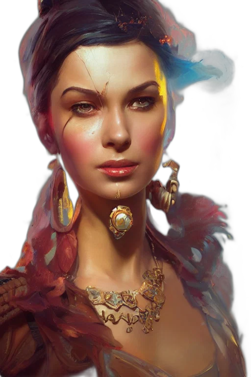 jewelry, face, crown, staff, fantasy art, photorealistic, concept art, oil painting transparent PNG cut-out
