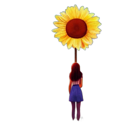 flower, dress, umbrella, crown, pixel art, 3d render, concept art, cartoon transparent PNG cut-out