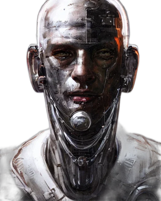 robot, face, cyberpunk, concept art, photorealistic, comic book art, half, masked transparent PNG cut-out