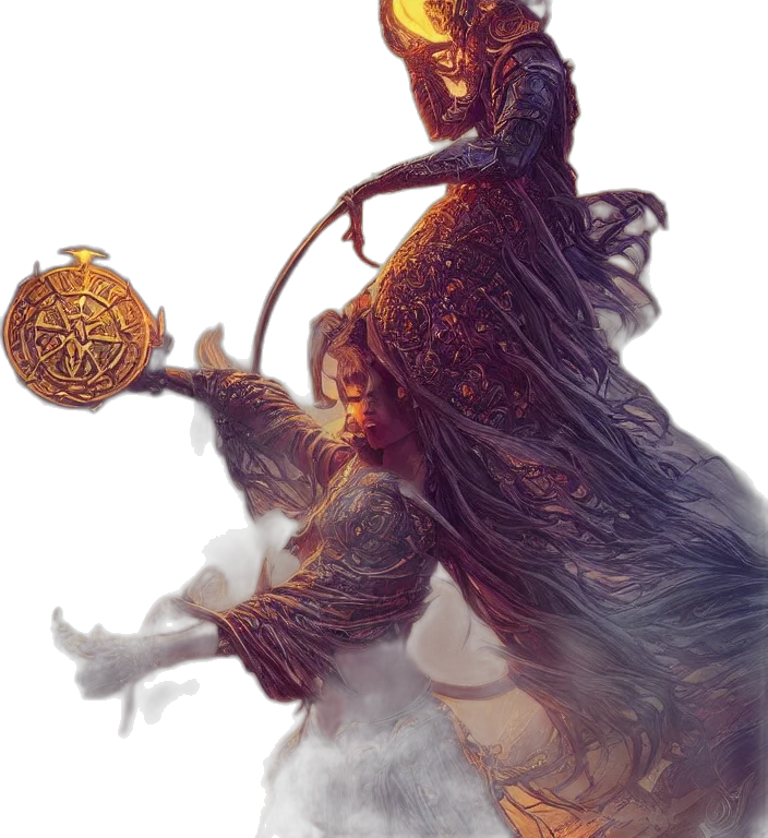 dragon, staff, sword, crown transparent PNG cut-out