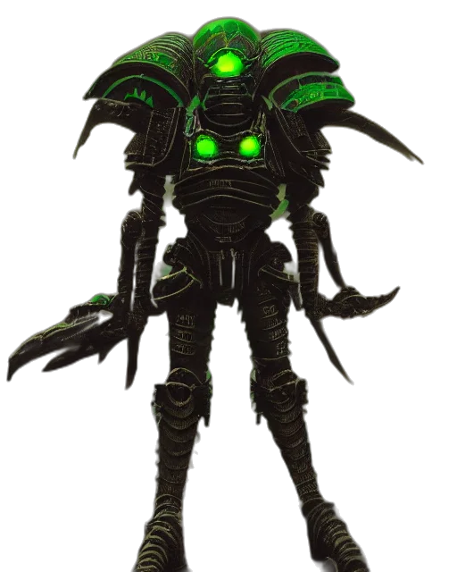robot, staff, creature, mask, concept art, fantasy art, cyberpunk, pixel art transparent PNG cut-out