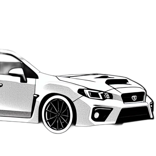 car, photorealistic, 3d render, cartoon, concept art, cell, shaded, wrx transparent PNG cut-out