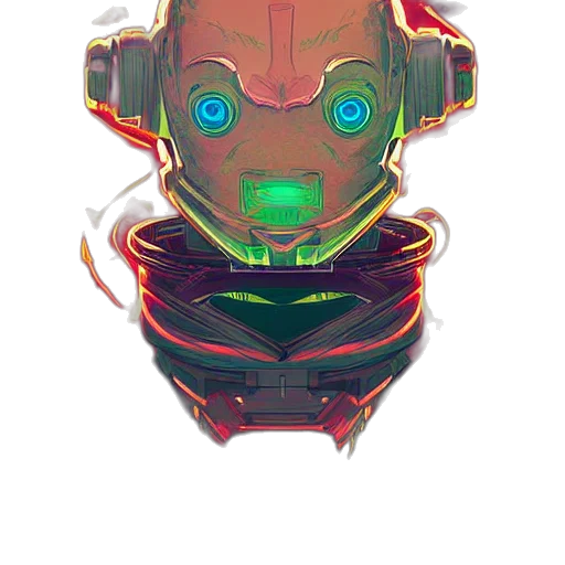 robot, mask, face, creature, cyberpunk, concept art, pixel art, comic book art transparent PNG cut-out