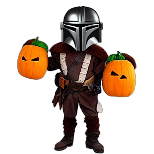 concept art, mandalorian, large, stuffed, mango, halloween, costume transparent PNG cut-out