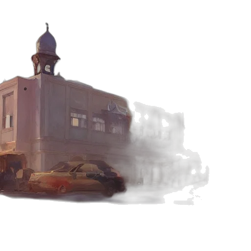 car, building, weapon, robot, concept art, 3d render, photorealistic, watercolor transparent PNG cut-out