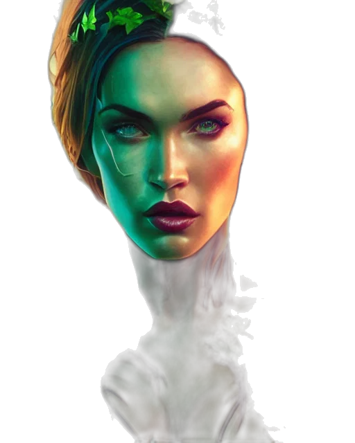 face, mask, crown, hair, photorealistic, concept art, fantasy art, 3d render transparent PNG cut-out