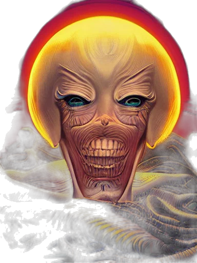 face, mask, creature, comic book art, concept art, photorealistic, fantasy art, outer space transparent PNG cut-out