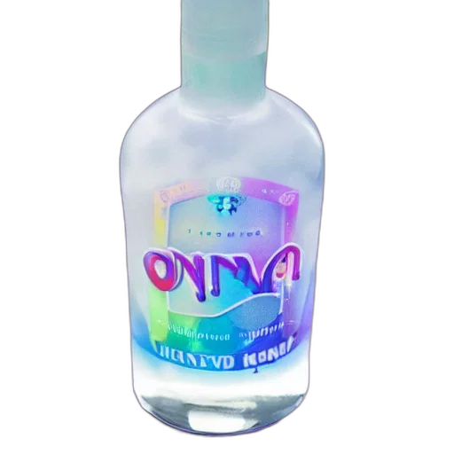 bottle, 3d render, vaporwave, unicorn, alcoholic transparent PNG cut-out