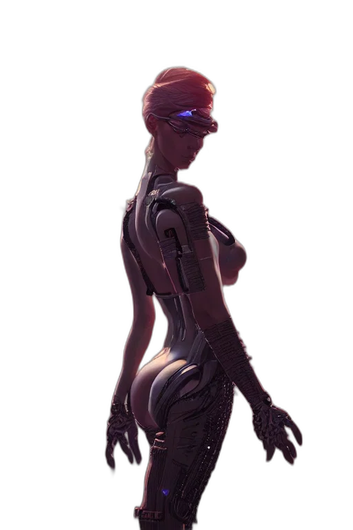 robot, dress, creature, mask, cyberpunk, concept art, 3d render, comic book art transparent PNG cut-out