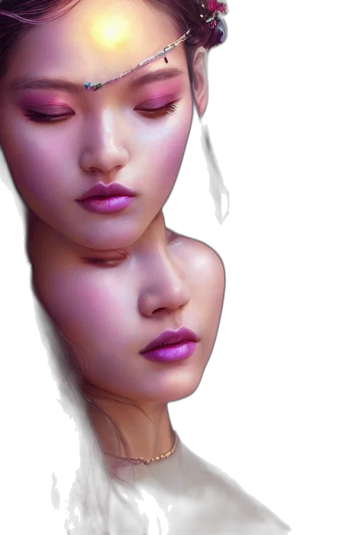 face, jewelry, mask, photorealistic, 3d render, concept art, fantasy art, pastel transparent PNG cut-out