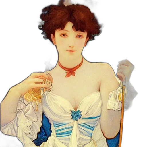 dress, jewelry, crown, staff transparent PNG cut-out