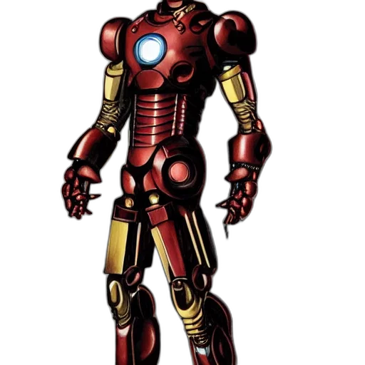 robot, comic book art, concept art, 3d render, cartoon, red, steampunk, iron transparent PNG cut-out