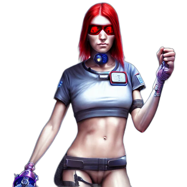 staff, cyberpunk, concept art, comic book art, pixel art, nurse, warrior, highly transparent PNG cut-out