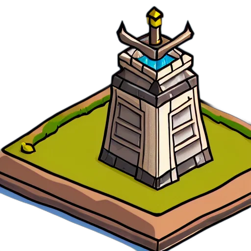 crown, building, sword, jewelry, pixel art, concept art, 3d render, fantasy art transparent PNG cut-out
