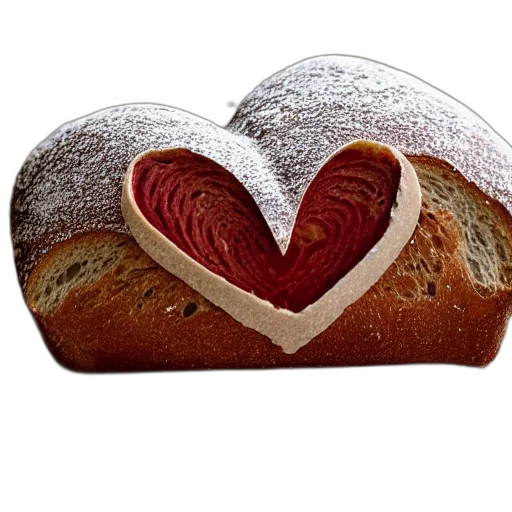 food, photorealistic, 3d render, heart, shaped, sourdough, loaf transparent PNG cut-out