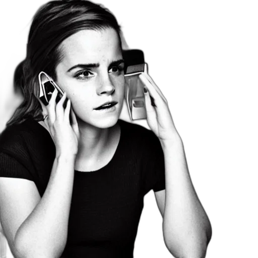 face, photorealistic, cartoon, emma, watson, telephone, her, lawyers transparent PNG cut-out