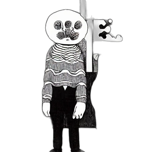 mask, staff, robot, creature, concept art, cartoon, pixel art, comic book art transparent PNG cut-out