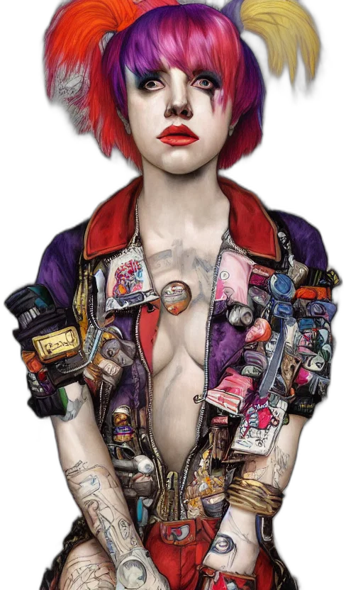 jacket, bottle, jewelry, robot, cyberpunk, concept art, comic book art, photorealistic transparent PNG cut-out