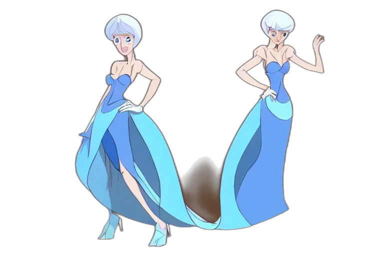 dress, concept art, cartoon, fantasy art, anime, blue, pastel, monochrome transparent PNG cut-out