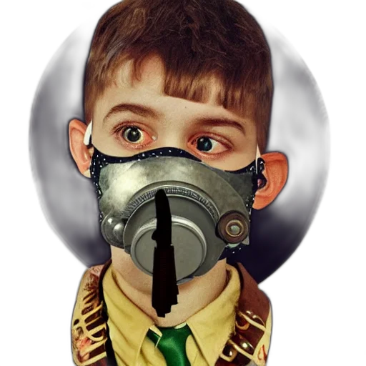 mask, face, photorealistic, concept art, comic book art, fantasy art, steampunk, boy transparent PNG cut-out