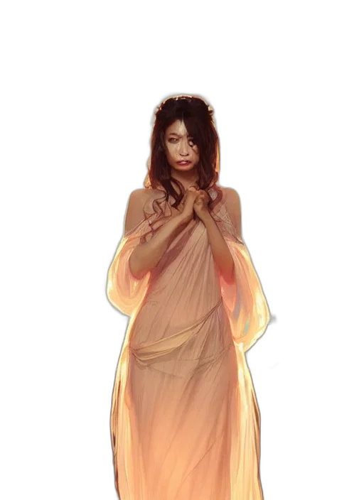 dress, staff, concept art, fantasy art, photorealistic, pixel art, golden, earth tones transparent PNG cut-out