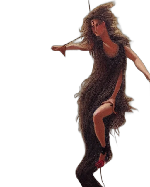 dress, hair, fantasy art, concept art, photorealistic, oil painting, woman, walks transparent PNG cut-out