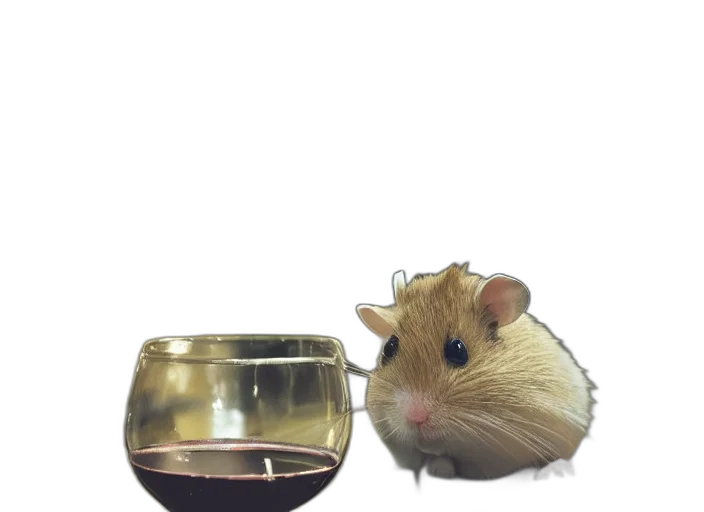 food, animal, bottle, hat, photorealistic, 3d render, photo, hamsters transparent PNG cut-out