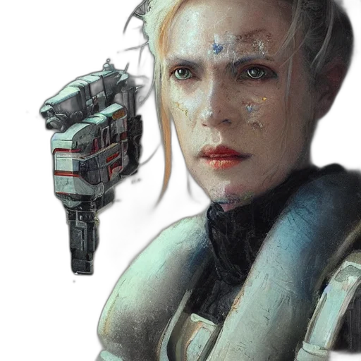 robot, weapon, staff, cyberpunk transparent PNG cut-out