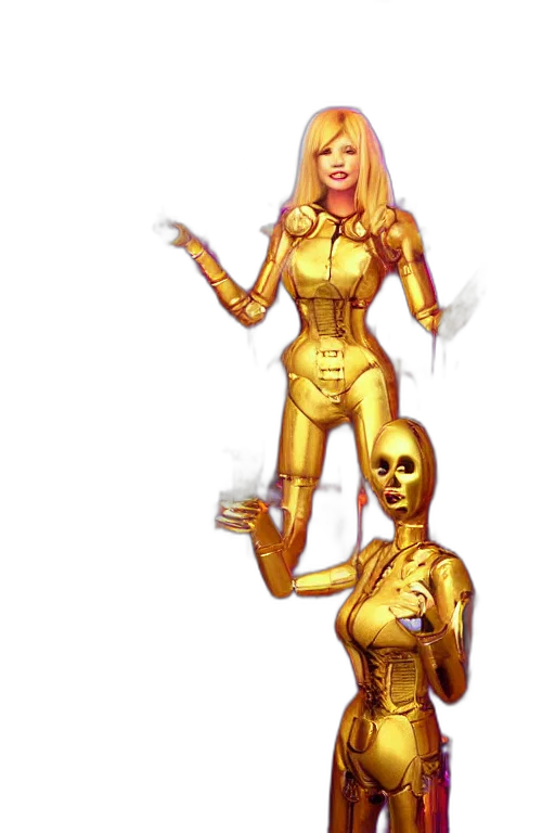 robot, concept art, comic book art, pixel art, 3d render, outer space, golden, portrait transparent PNG cut-out