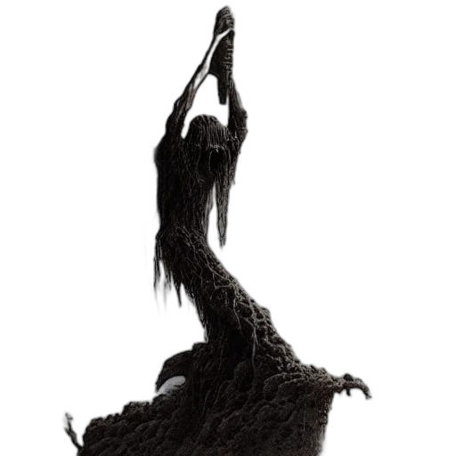 hair, dress, creature, staff transparent PNG cut-out