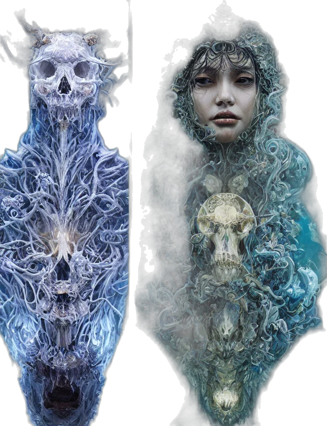 mask, creature, concept art, fantasy art, comic book art, photorealistic, outer space, blue transparent PNG cut-out