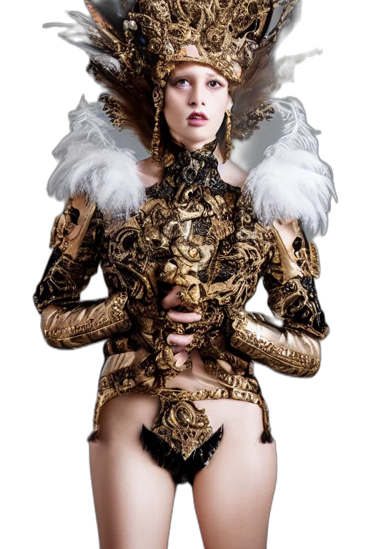 jewelry, crown, jacket, dress, fantasy art, concept art, photorealistic, dark transparent PNG cut-out