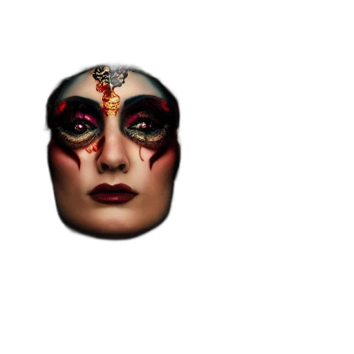 mask, face, creature, crown, 3d render, concept art, photorealistic, dark transparent PNG cut-out