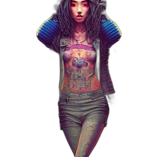 dress, jacket, creature, jewelry, cyberpunk, fantasy art, concept art, pixel art transparent PNG cut-out