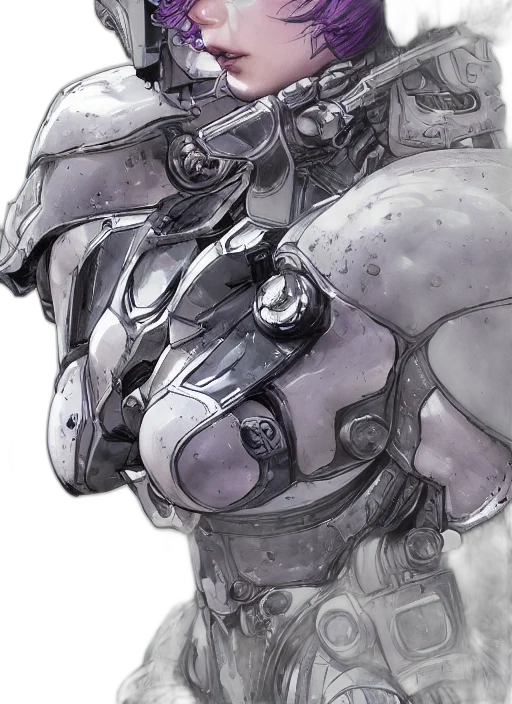 robot, face, weapon, mask, concept art, cyberpunk, comic book art, watercolor transparent PNG cut-out