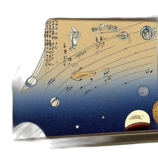 concept art, fantasy art, outer space, underwater, night, solar, system, hokusai transparent PNG cut-out