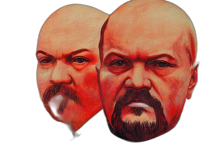 mask, face, photorealistic, watercolor, concept art, lenin, red, star transparent PNG cut-out